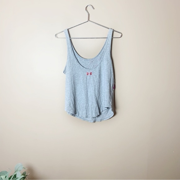 [Under Armour] Gray Scoop Neck Sleeveless  American Flag Graphic Tank Top - Picture 5 of 6